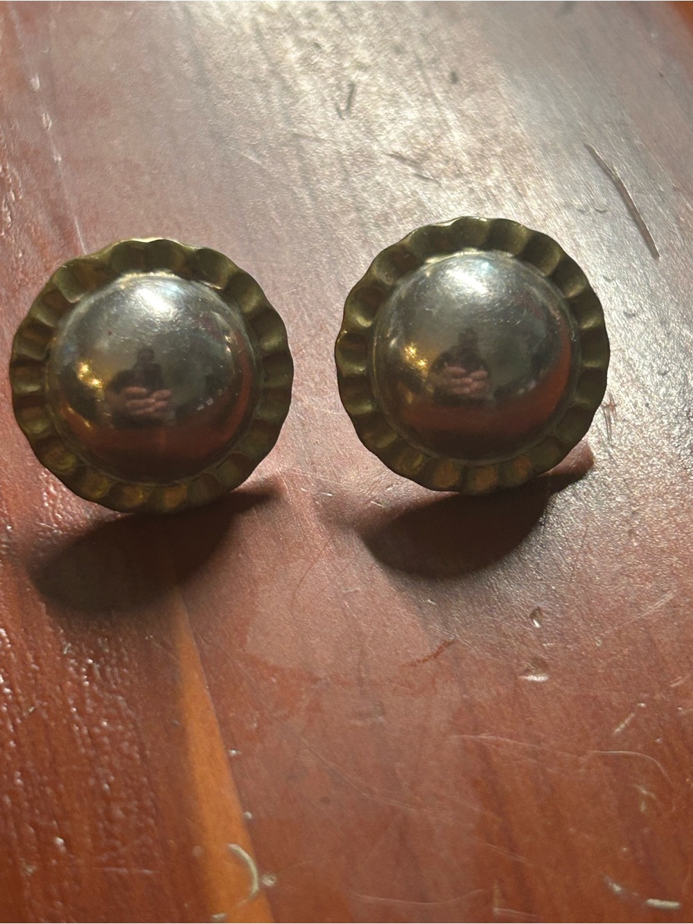 Vintage Mexico Round Metal post back Earrings